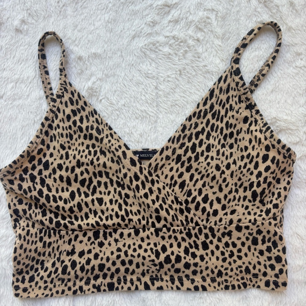 Brandy Melville Tan and Black Leopard Print Top
